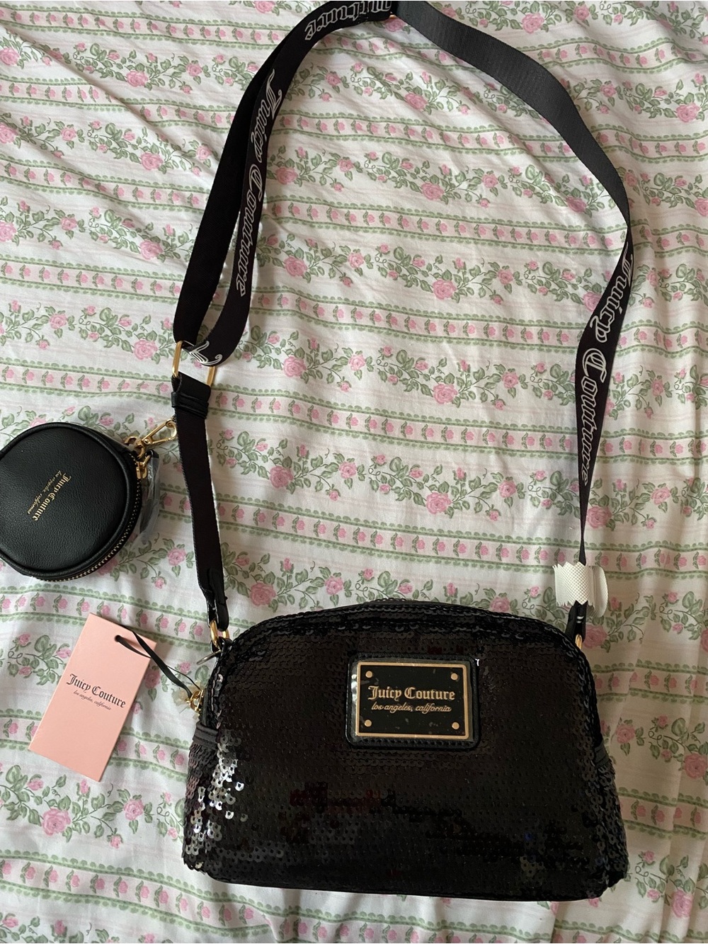 Juicy Couture Black Sequin Crossbody with Coin Pouch